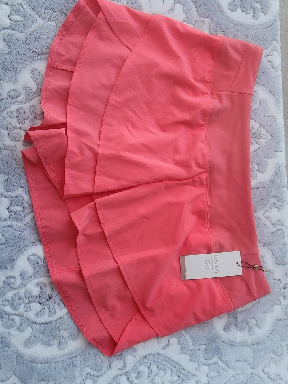 CALIA by Carrie Underwood Tiered Athletic Skorts in Coral, Mint & Black - Picture 3 of 9